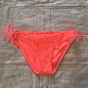 Aerie neon pink crochet overlay bikini bottom